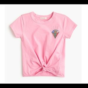 Girls’ tie-front t-shirt with glittery gem